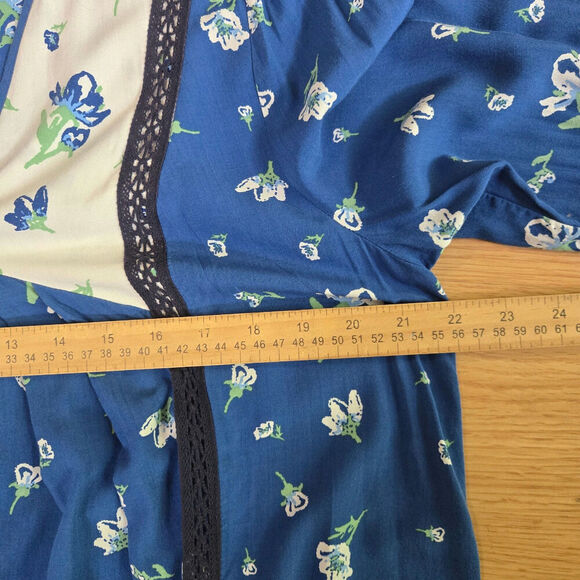 Matilda Jane Women Blue Floral Long Sleeve Dress M Boho Cottage Prairie Western - Picture 11 of 12